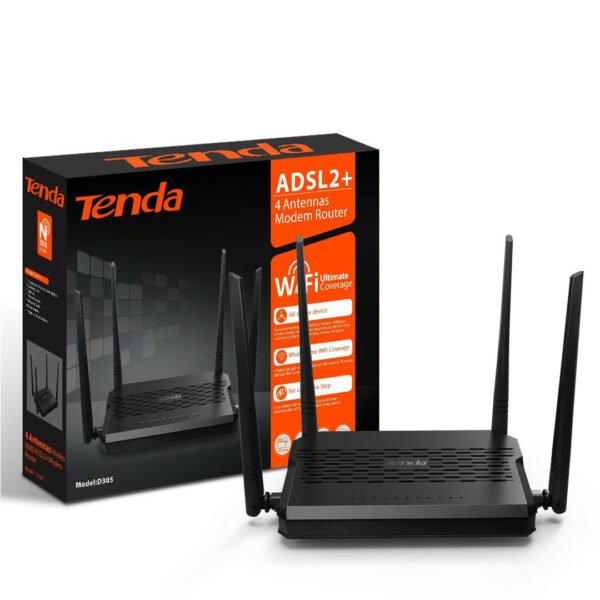 Tenda Routeur ADSL2+ WiFi N 300 Mbps USB 4 ANTENNES