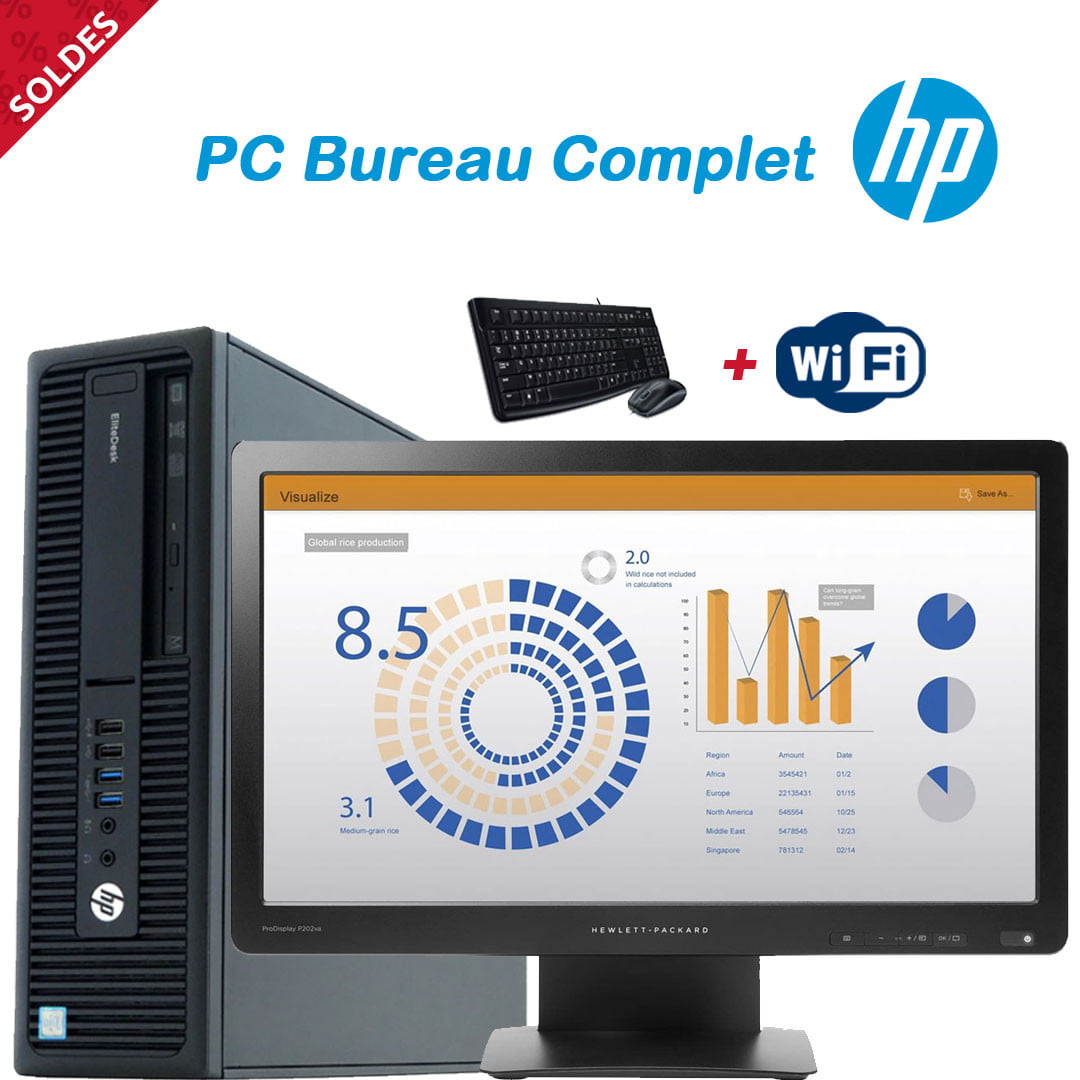 PC Bureau Complet HP Core i3, Ecran 20 1080P 